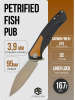 Нож Petrified Fish Pub, D2, Satin, G10 Brown/Black Handle, PF838BRS